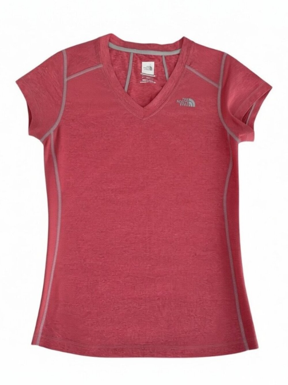 THE NORTH FACE Heathered Coral Pink Athletic V-Neck Activewear T-Shirt m - Picture 1 of 11
